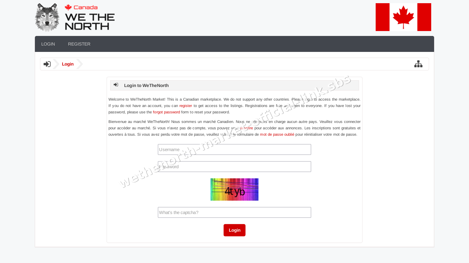 Wethenorth Market Official Link interface — view 1